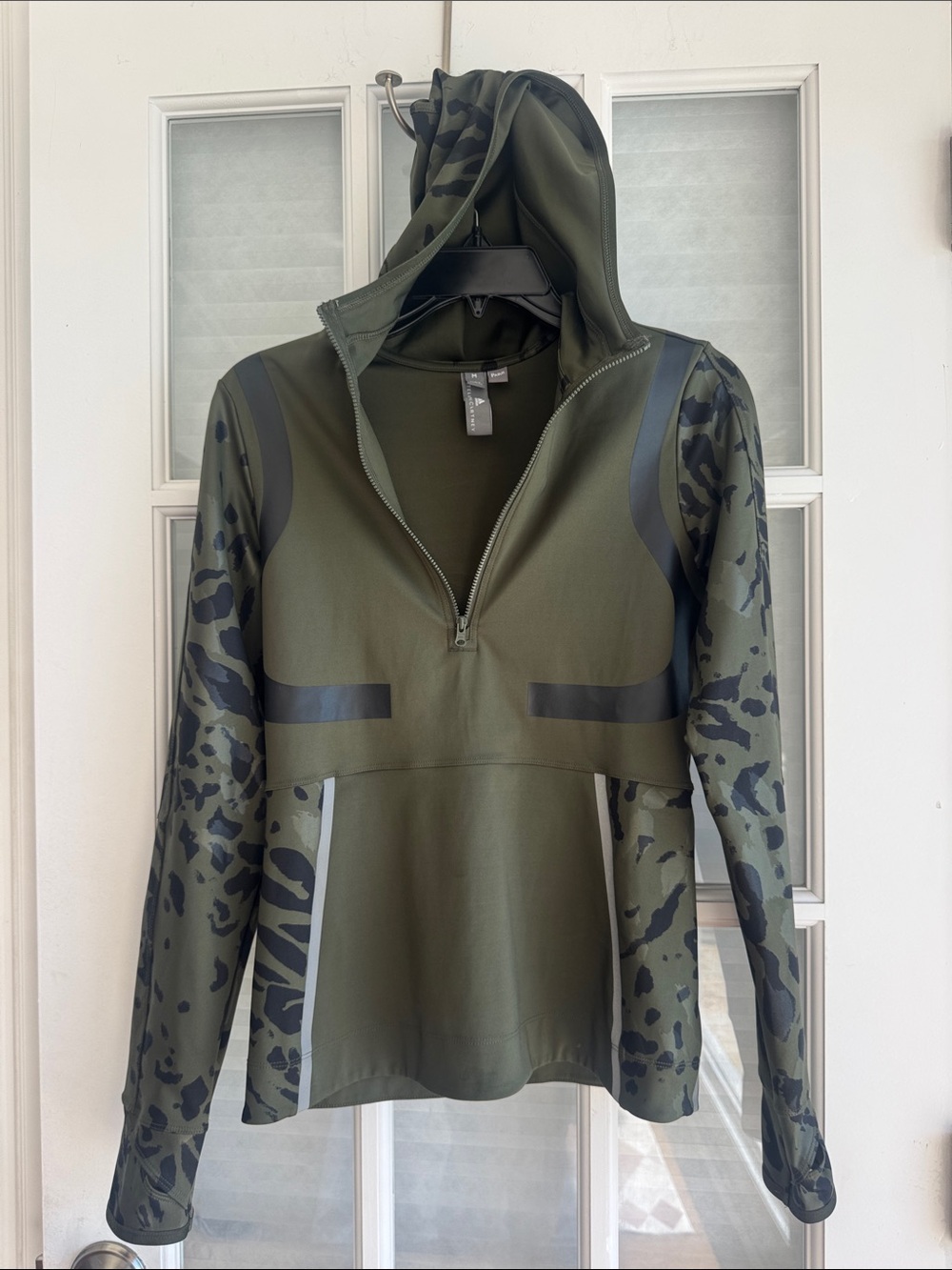Adidas by Stella McCartney Olive Green Camouflage Half-Zip Jacket Medium